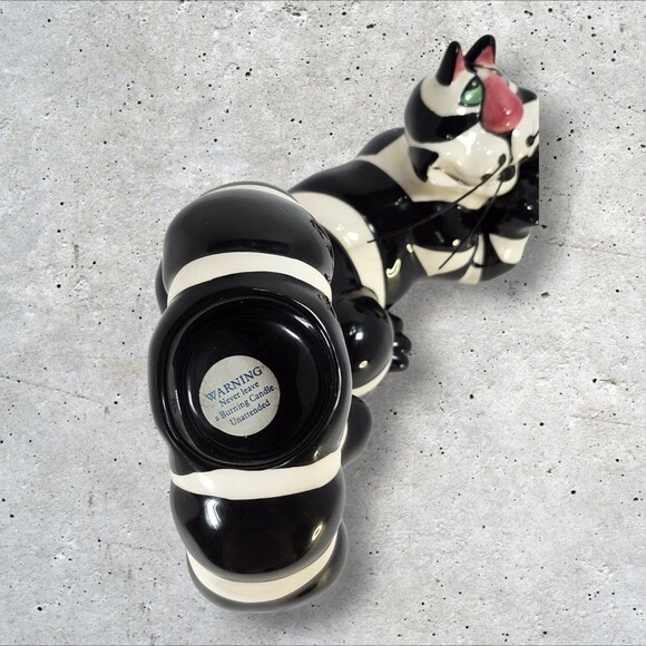 Y2K Lynda Corneille “Clancy” Cat Candle Holder SWAK Character Collectibles B&W - Picture 5 of 14
